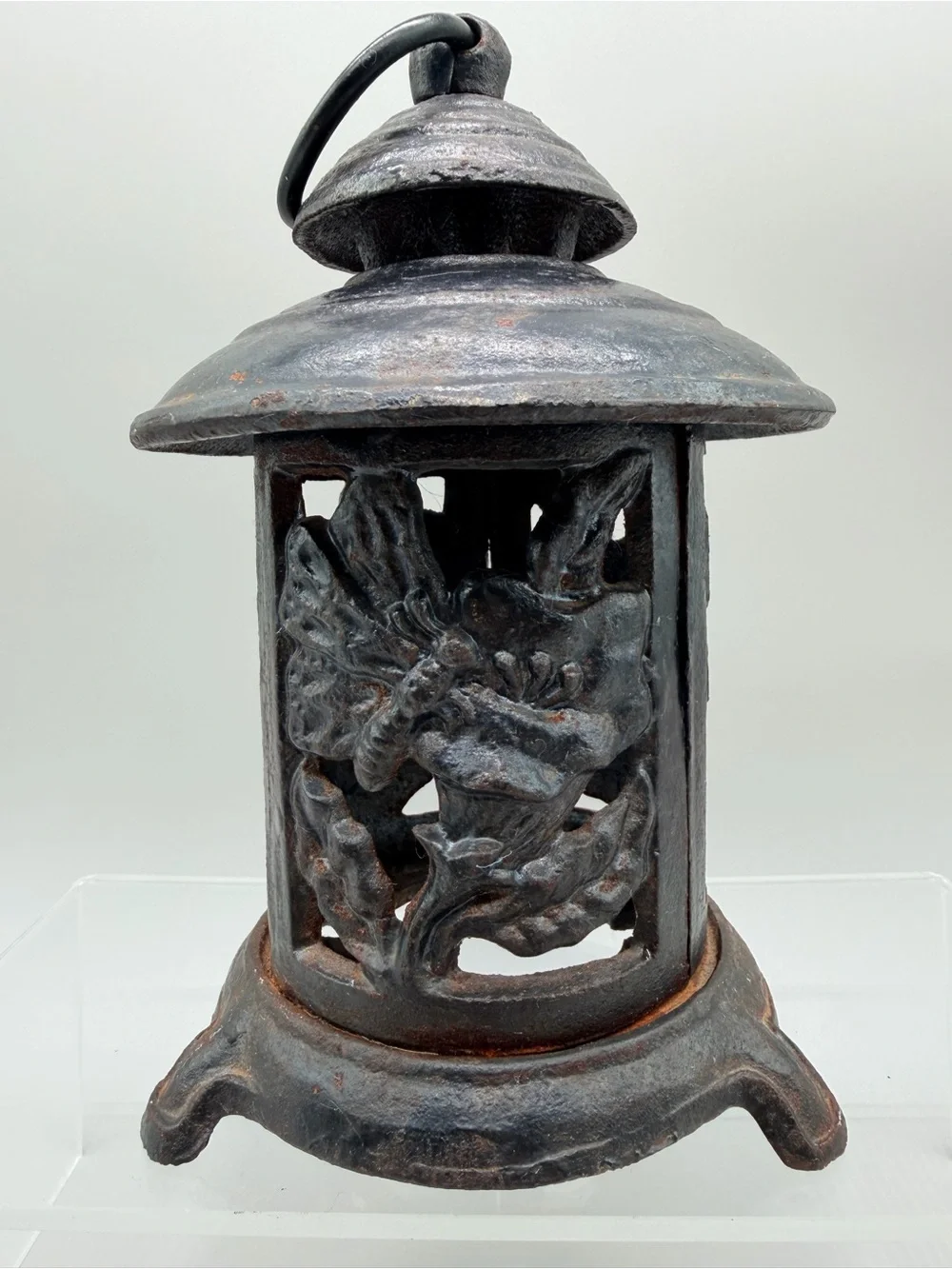 Vintage Japanese Cast Iron Pagoda Lantern Butterfly Whimsigoth MCM Garden 6.5